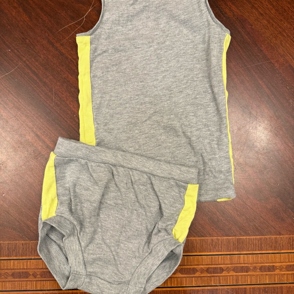 Kids Grey and Yellow Matching Tank & Brief Set